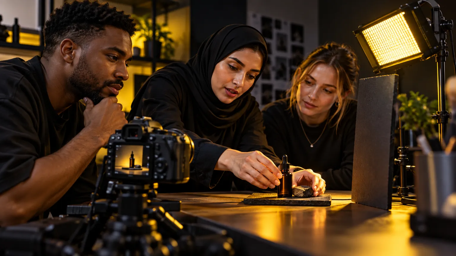 Instructor guiding a product photography workshop